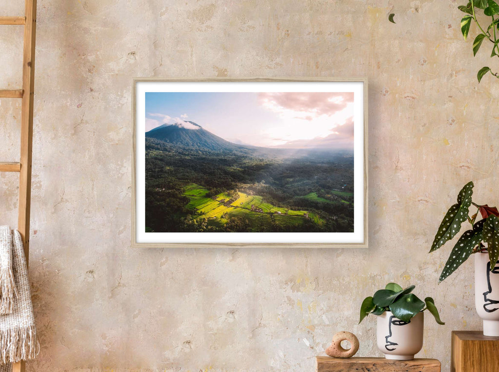 Lever du soleil sur un champ de riz depuis Bali