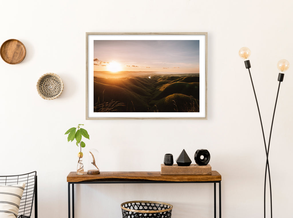 Coucher de soleil sur les collines